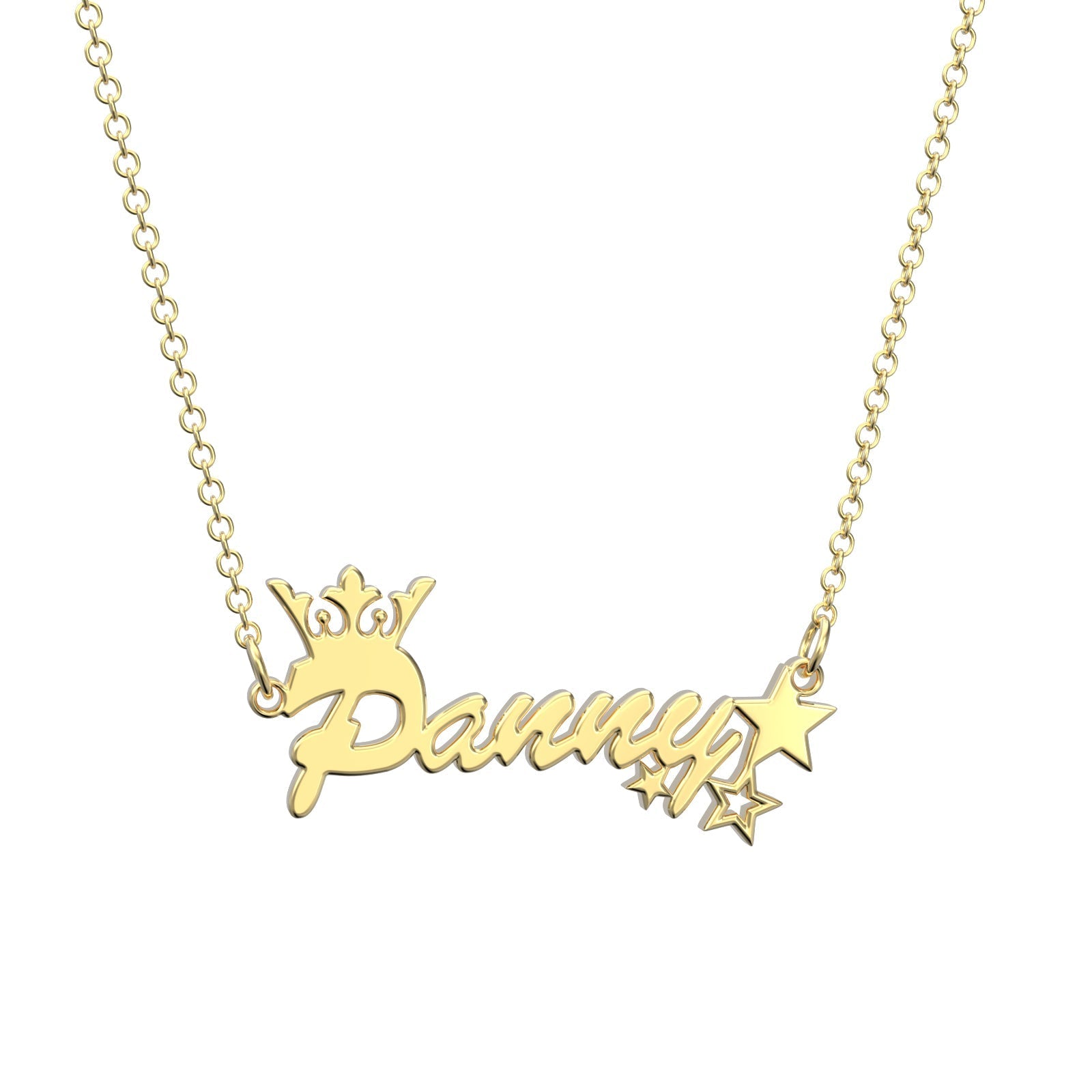 Custom Name Necklace Crown and Stars Necklace Shining Little Princess - 
