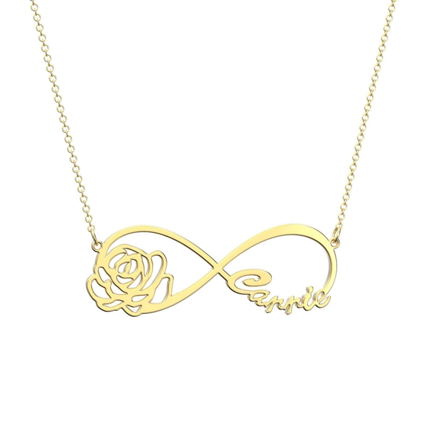 Infinity Name Necklace, Custom Infinity Name Necklace Gift WIth Rose -