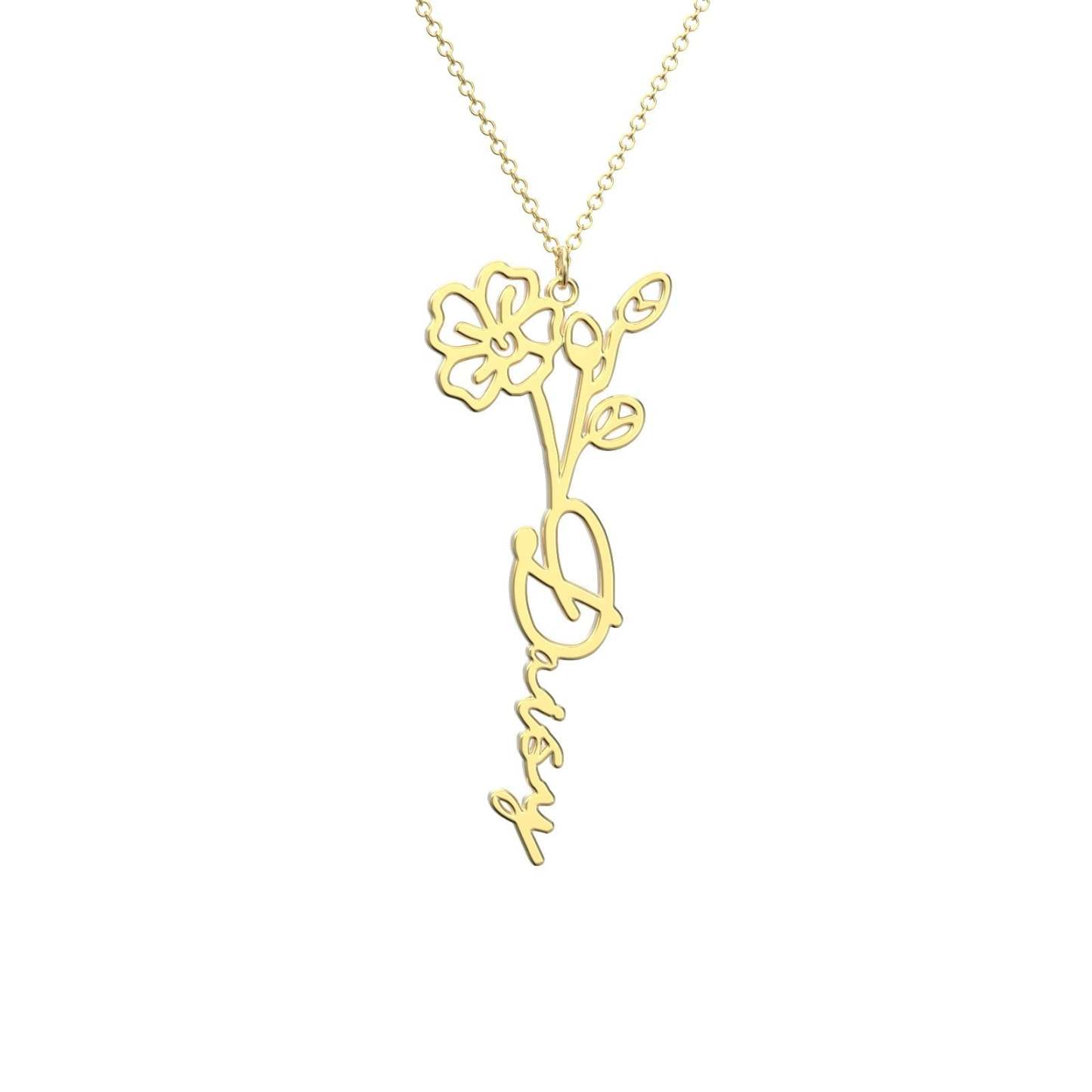Birthflower Name Necklace Gift, Custom Name Necklace, The Best Gift For You -