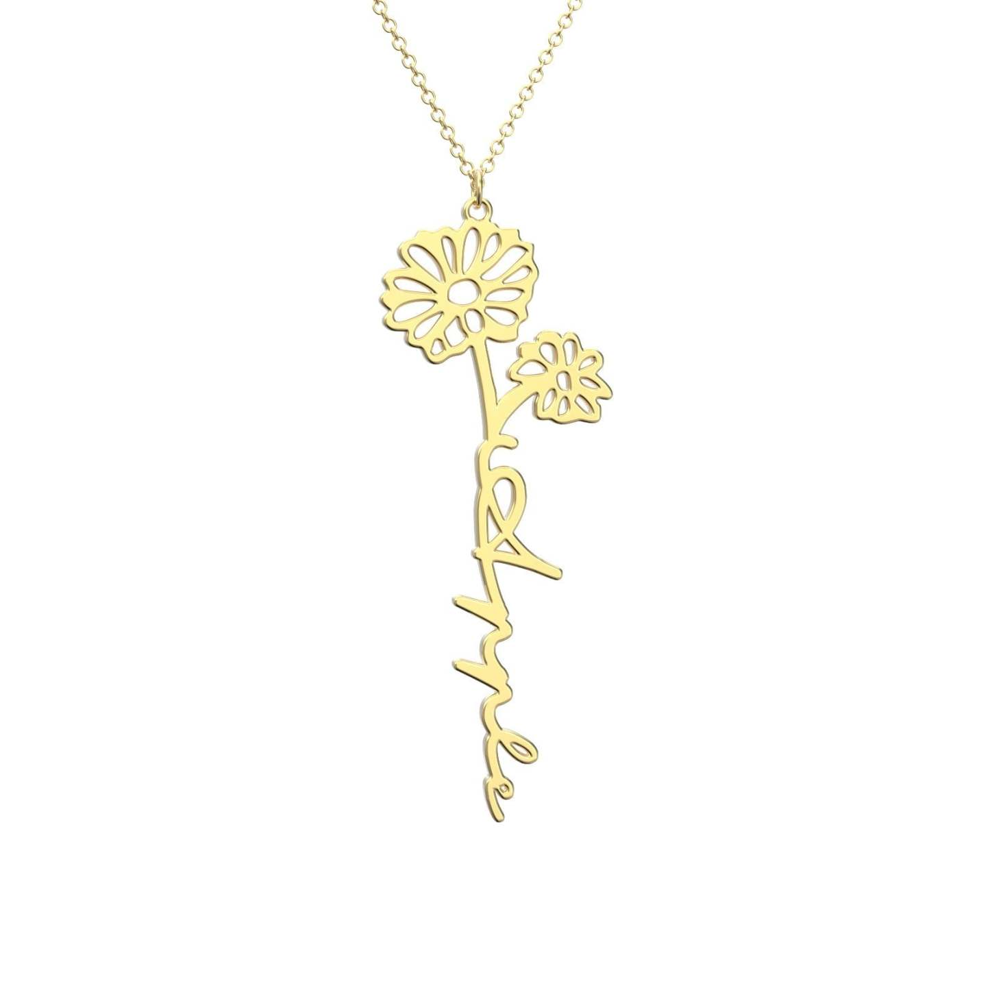 Birthflower Name Necklace Gift, Custom Name Necklace, The Best Gift For You -