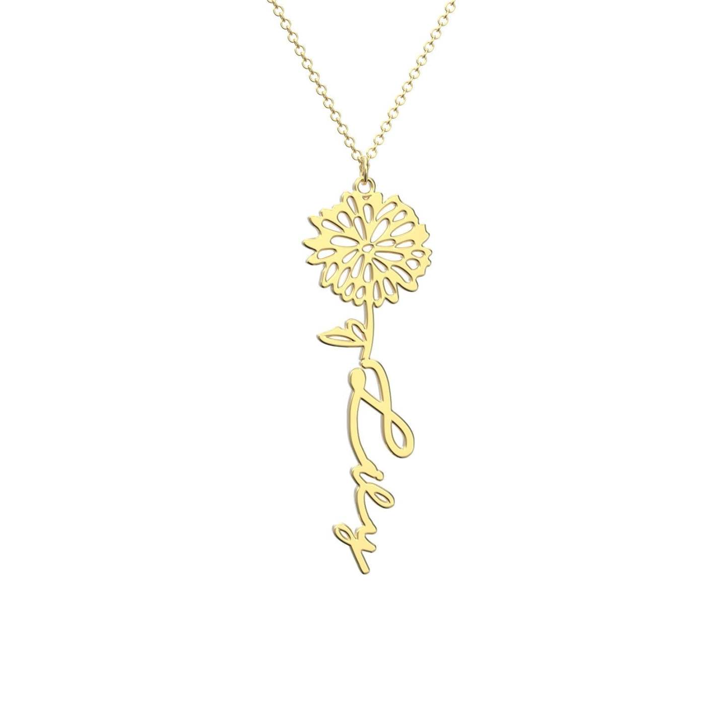 Birthflower Name Necklace Gift, Custom Name Necklace, The Best Gift For You -