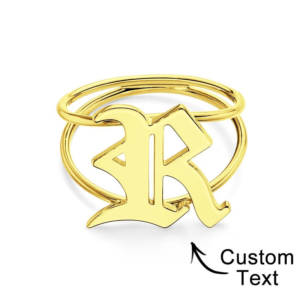 Old English Initial Custom Gothic Ring Personalized gift Ring - soufeelmy