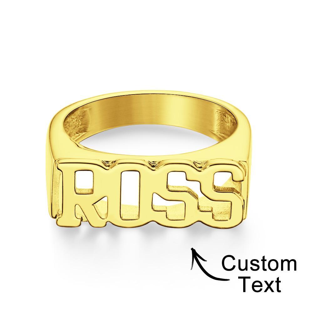 Custom Name Ring, Personalized Block Name Ring, Name Ring, Engraved Name Ring For Men and Women - soufeelmy