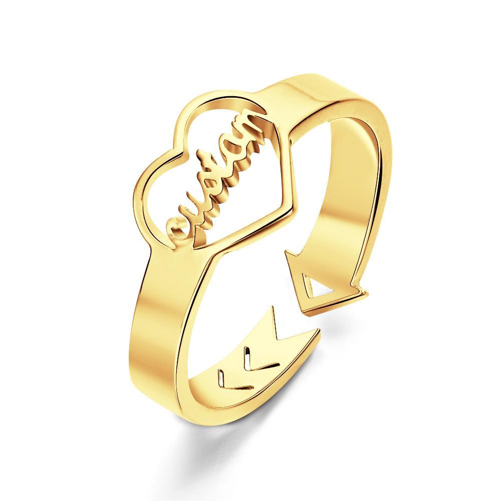 Loving Heart Custom Name Adjustable Ring For Women Girls Engagement Gift - soufeelmy