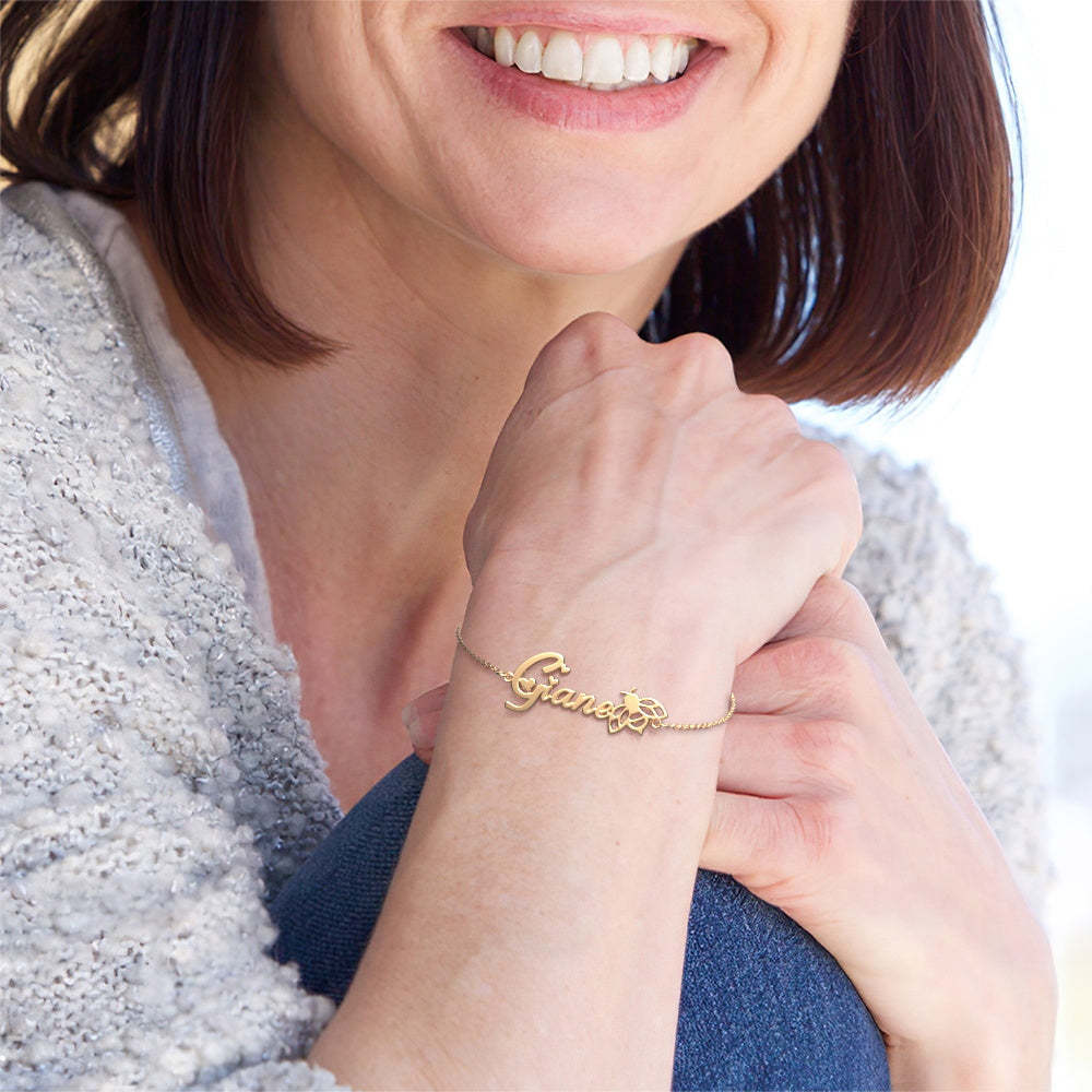 Custom Bee Name Bracelet Gift, Personalized The Best Gift For Your Dear -