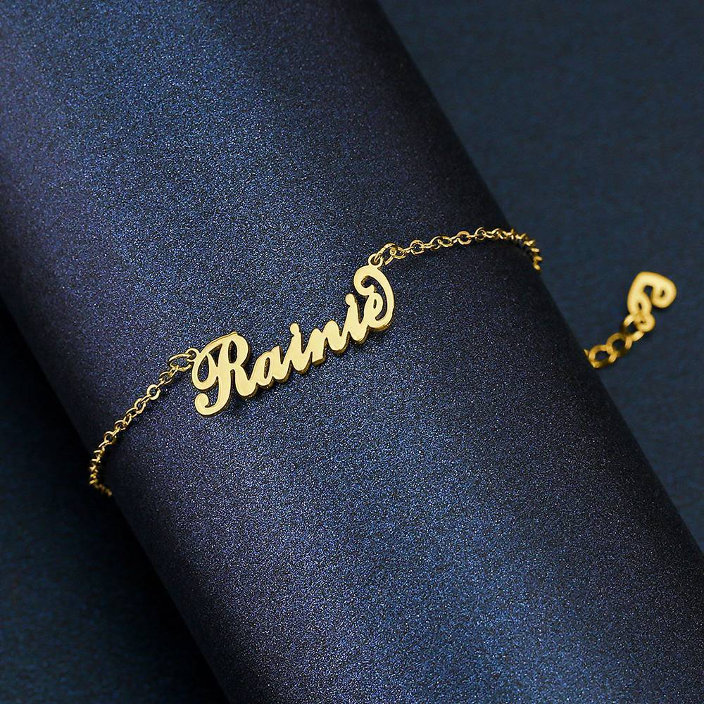 Children's Name Bracelet 14K Gold Plated - Length Adjustable - 