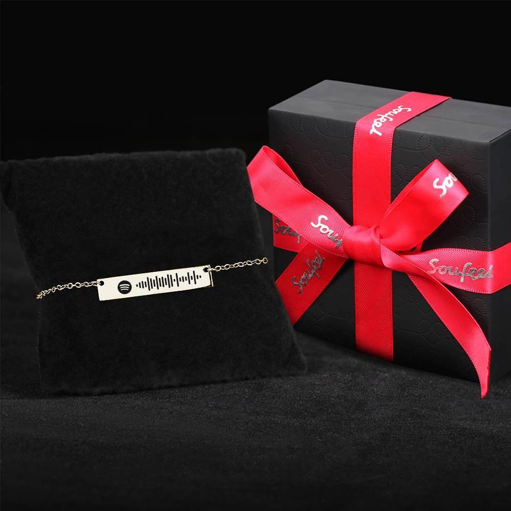 Scannable Spotify Code Anklet Engraved Bar Anklet Silver Color Gifts for Girlfriend -