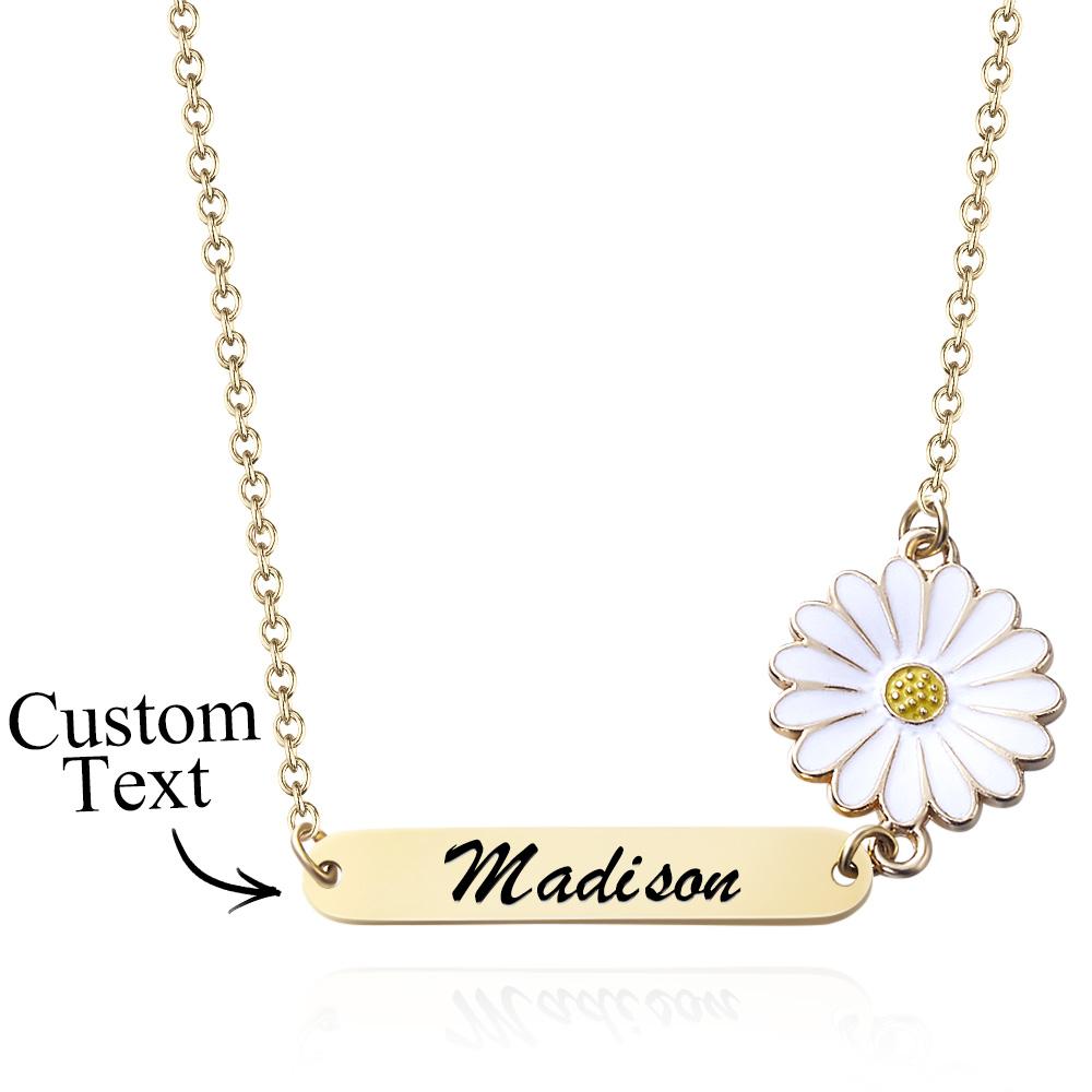 Personalized Name Daisy Necklace Gold Nameplate Charm Unique Gift for Her - soufeelmy