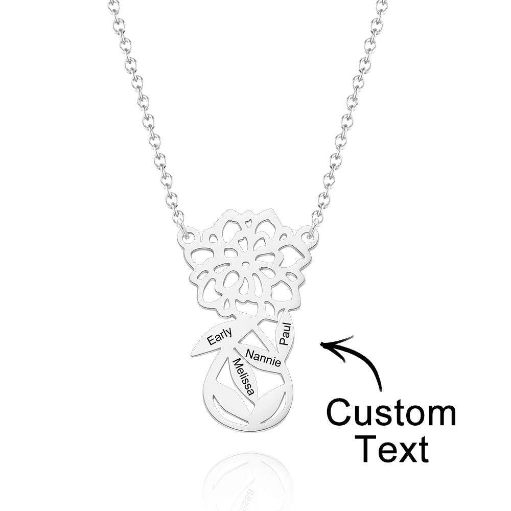 Custom Engraved Necklace Hollow Out Flower Exquisite Gifts - soufeelmy