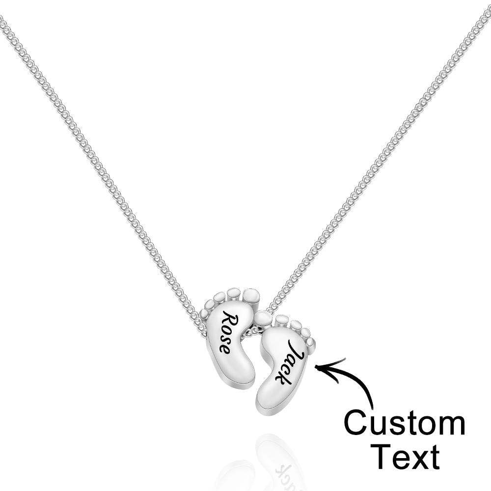 Custom Engraved Necklace Footprint Commemorate Gifts - soufeelmy