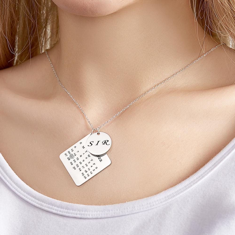 Custom Engraved Necklace Custom Date Calendar Commemorative Gifts - soufeelmy