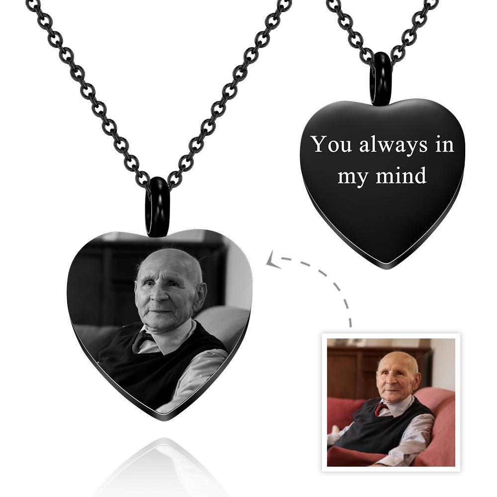 Custom Photo Engraved Necklace Ashes Heart Gifts - soufeelmy