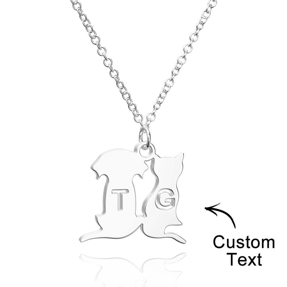 Personalized Family Animal Necklace Custom Engraved Initial Dog and Cat Necklace for Women - soufeelmy