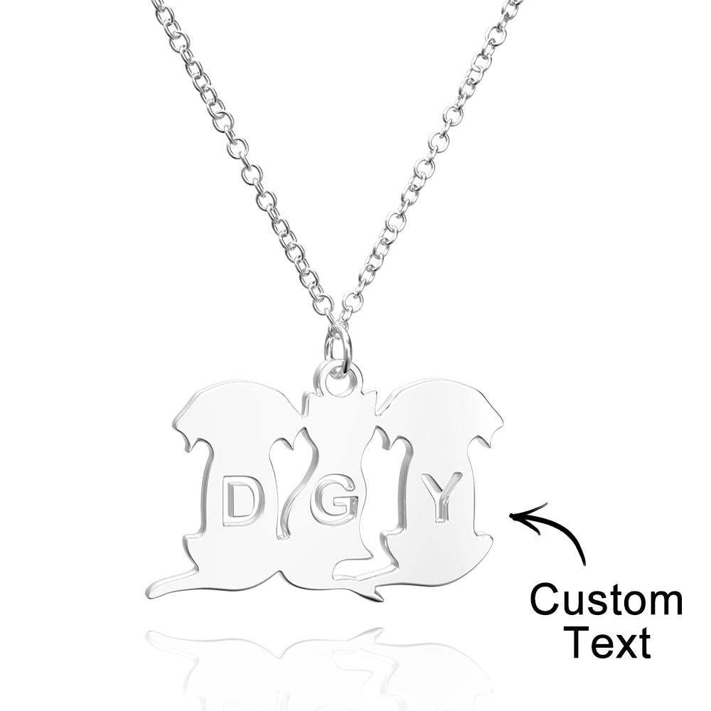Personalized Family Animal Necklace Custom Engraved Initial Dog and Cat Necklace for Women - soufeelmy