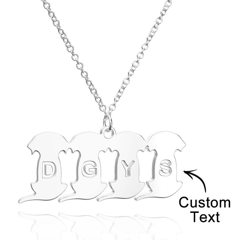 Personalized Family Animal Necklace Custom Engraved Initial Dog and Cat Necklace for Women - soufeelmy