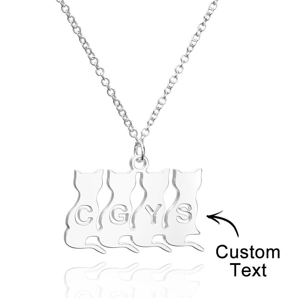 Personalized Family Animal Necklace Custom Engraved Initial Dog and Cat Necklace for Women - soufeelmy