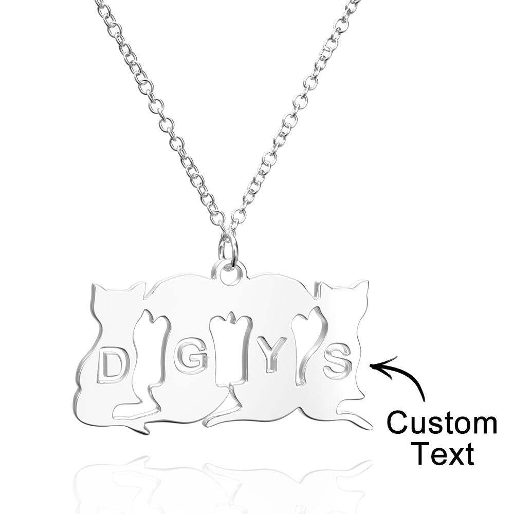 Personalized Family Animal Necklace Custom Engraved Initial Dog and Cat Necklace for Women - soufeelmy