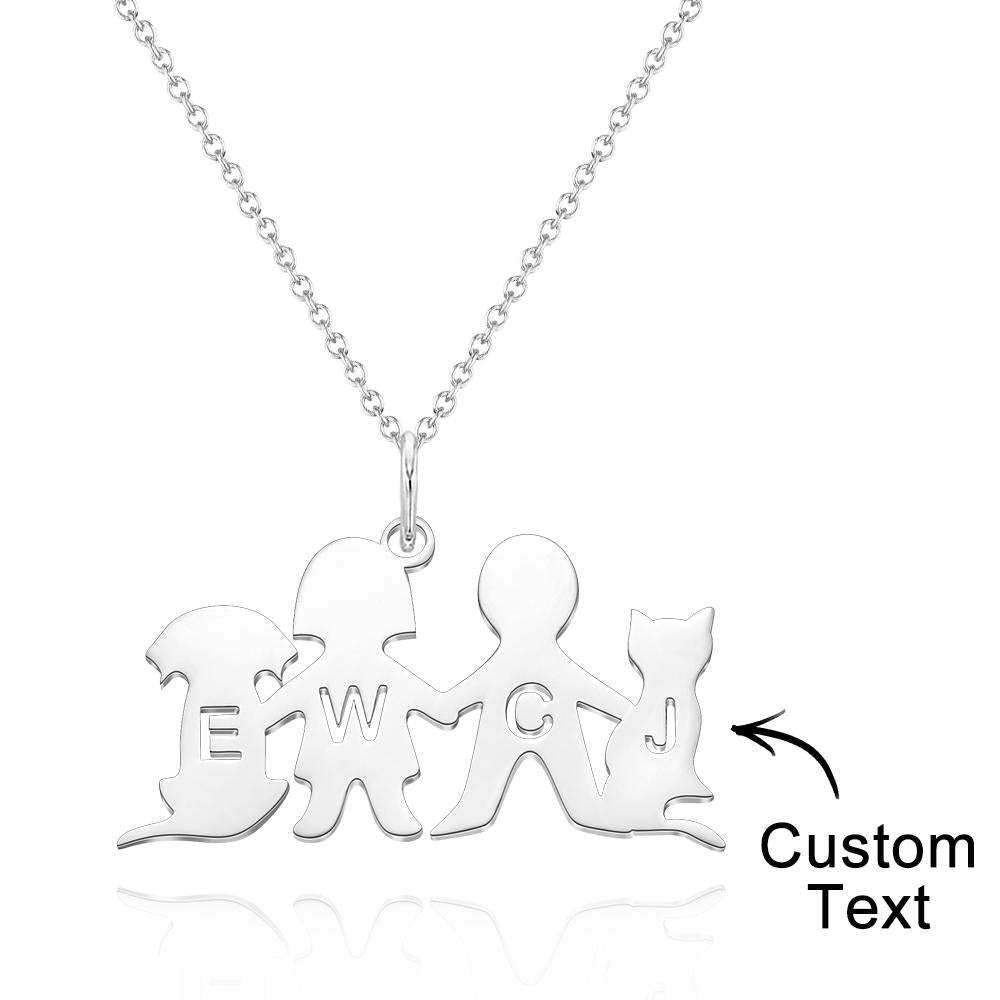 Personalized Family Animal Necklace Custom Engraved Initial Dog and Cat Necklace for Women - soufeelmy