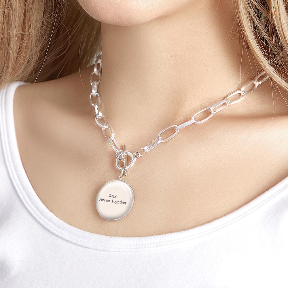 Personalized Photo Elegant Necklace Engraved Pendant Chain Necklace for Her - soufeelmy