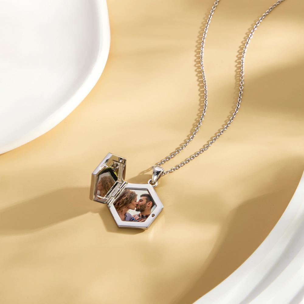 Custom Photo Engraved Necklace Hexagon Unique Gifts for Couple - soufeelmy