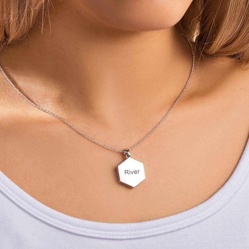 Custom Photo Engraved Necklace Hexagon Unique Gifts for Couple - soufeelmy
