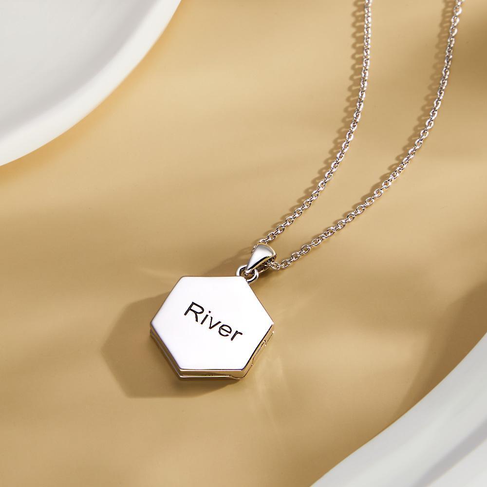 Custom Photo Engraved Necklace Hexagon Unique Gifts for Couple - soufeelmy