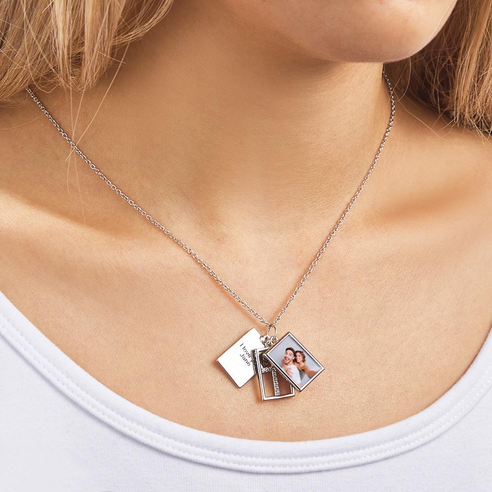 Custom Photo Engraved Necklace Multi-layer Creative Cross Gifts - soufeelmy