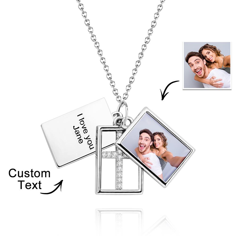 Custom Photo Engraved Necklace Multi-layer Creative Cross Gifts - soufeelmy