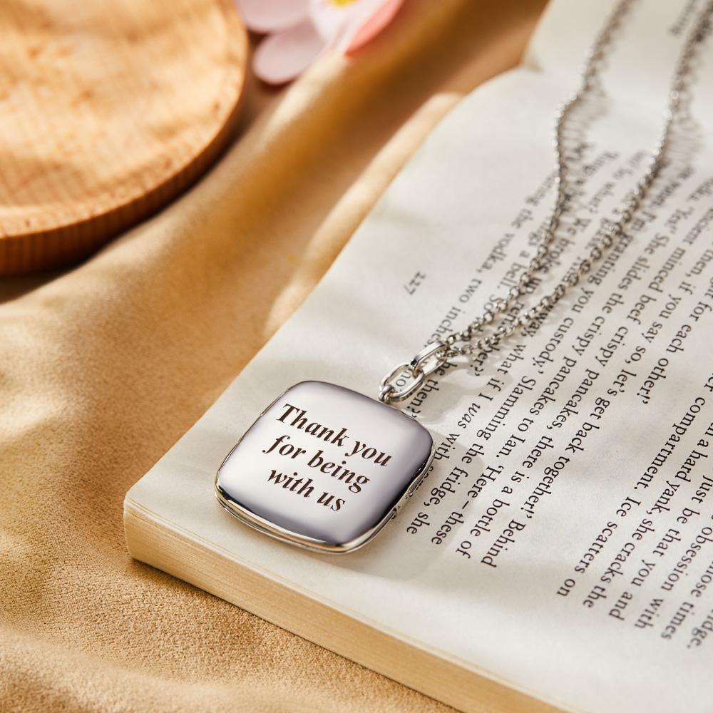 Custom Locket Photo Necklace Personalized Engraved Memorial Picture Pendant Gift For Her - soufeelmy