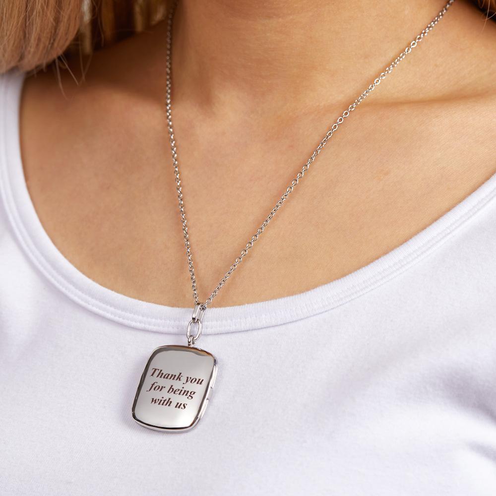 Custom Locket Photo Necklace Personalized Engraved Memorial Picture Pendant Gift For Her - soufeelmy