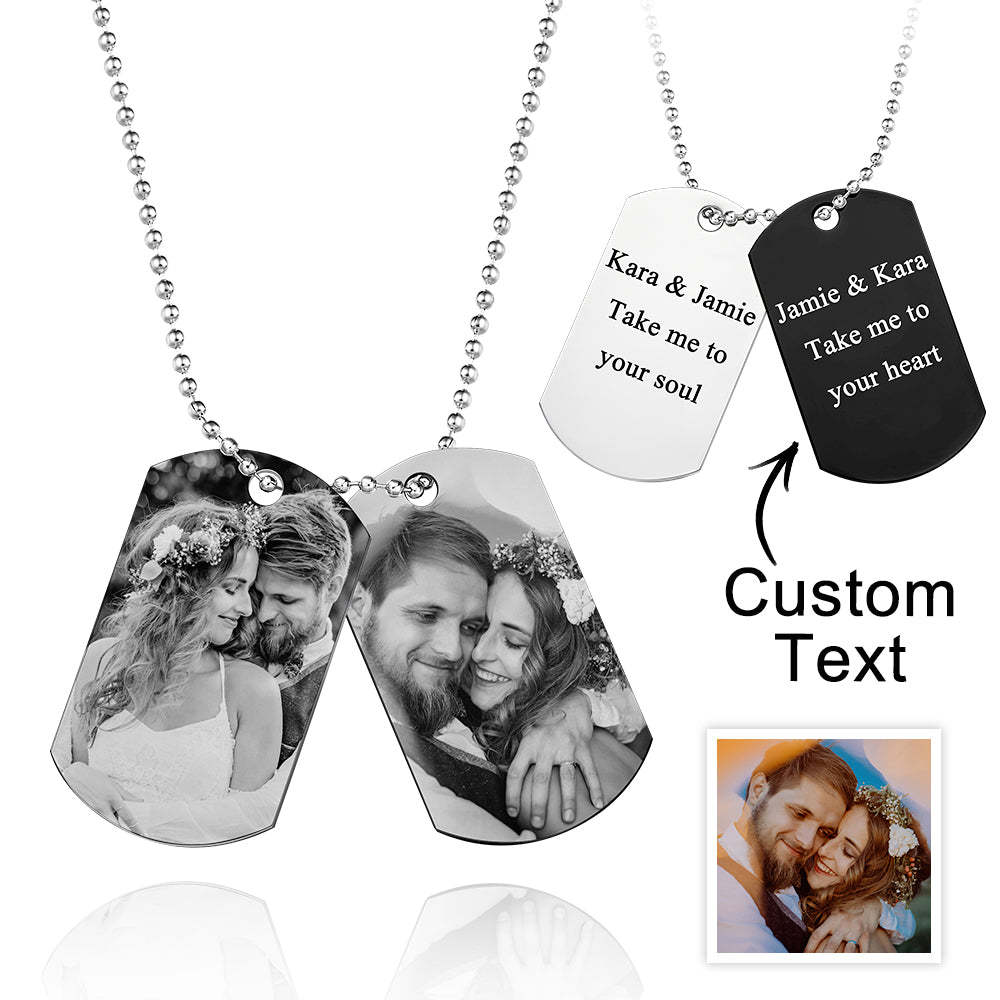 Custom Double Dog Tag Necklace Personalized Men's Jewelry for Wedding Gift And Anniversary - soufeelmy