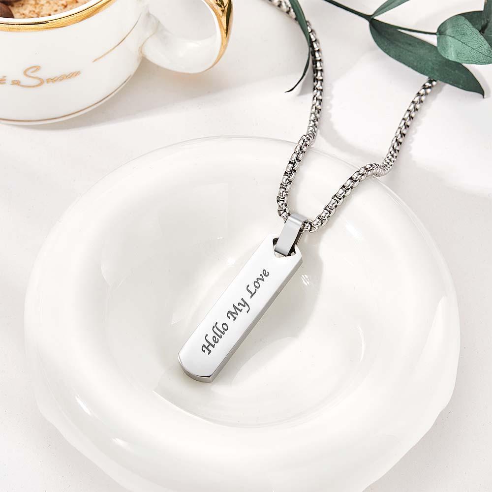 Personalized Bar Necklace for Men Double-sided Stunning and Dainty gift for Christmas Valentines Day Fathers Day Birthday Anniversary Wedding - soufeelmy