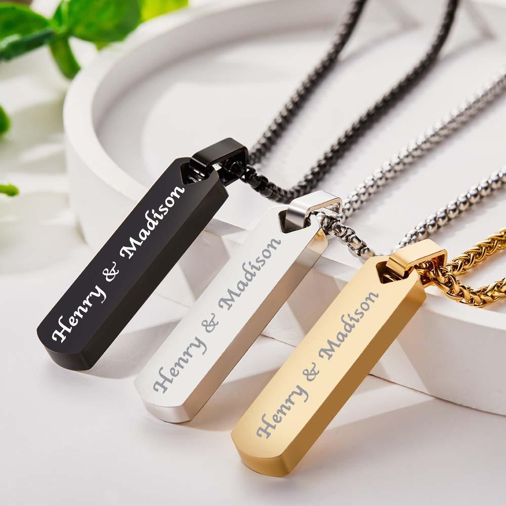 Personalized Bar Necklace for Men Double-sided Stunning and Dainty gift for Christmas Valentines Day Fathers Day Birthday Anniversary Wedding - soufeelmy