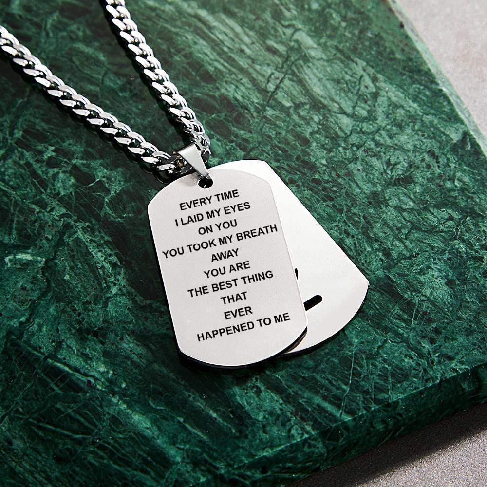 Double Dog Tag Personalised Message Steel Mens Pendants Men Women Boyfriend Bride Groomsman Gift - soufeelmy