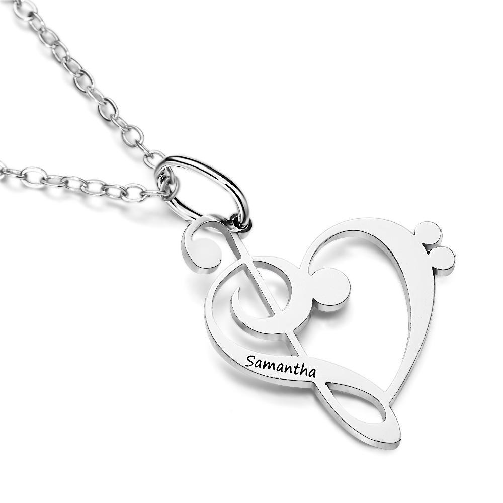 Personalized Treble Clef Bass Clef Music Teacher Gift Engraved Necklace Music Note Appreciation Jewelry for Piano Teacher - soufeelmy