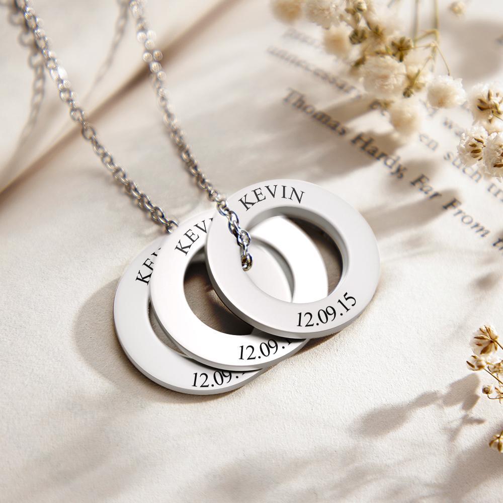 Personalized Washer Necklace for Him Custom Necklace Fathers Day Gift Kids Names Gift Birthday Reminder - soufeelmy