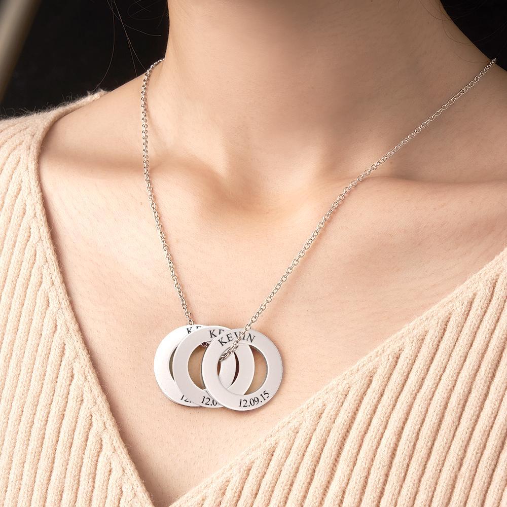 Personalized Washer Necklace for Him Custom Necklace Fathers Day Gift Kids Names Gift Birthday Reminder - soufeelmy
