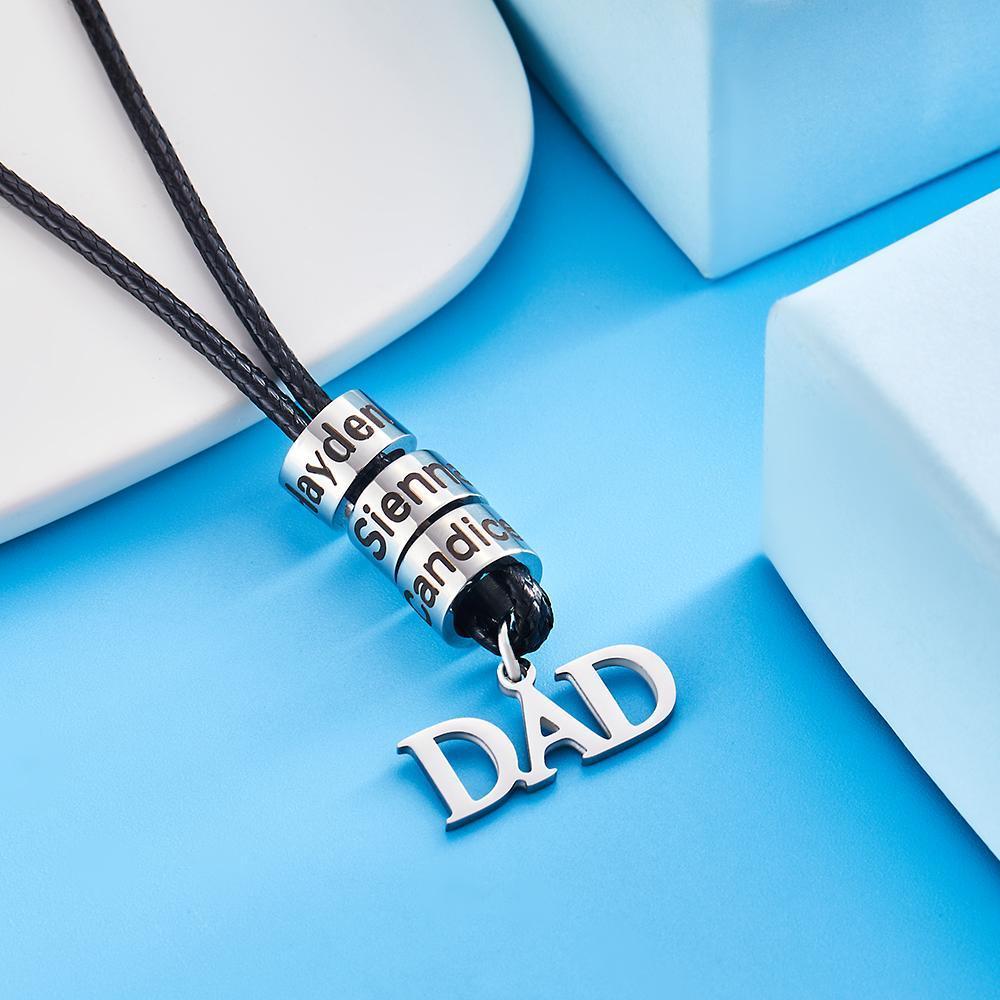 Custom Engraved Stainless Steel Bead Necklace Gifts for Dad