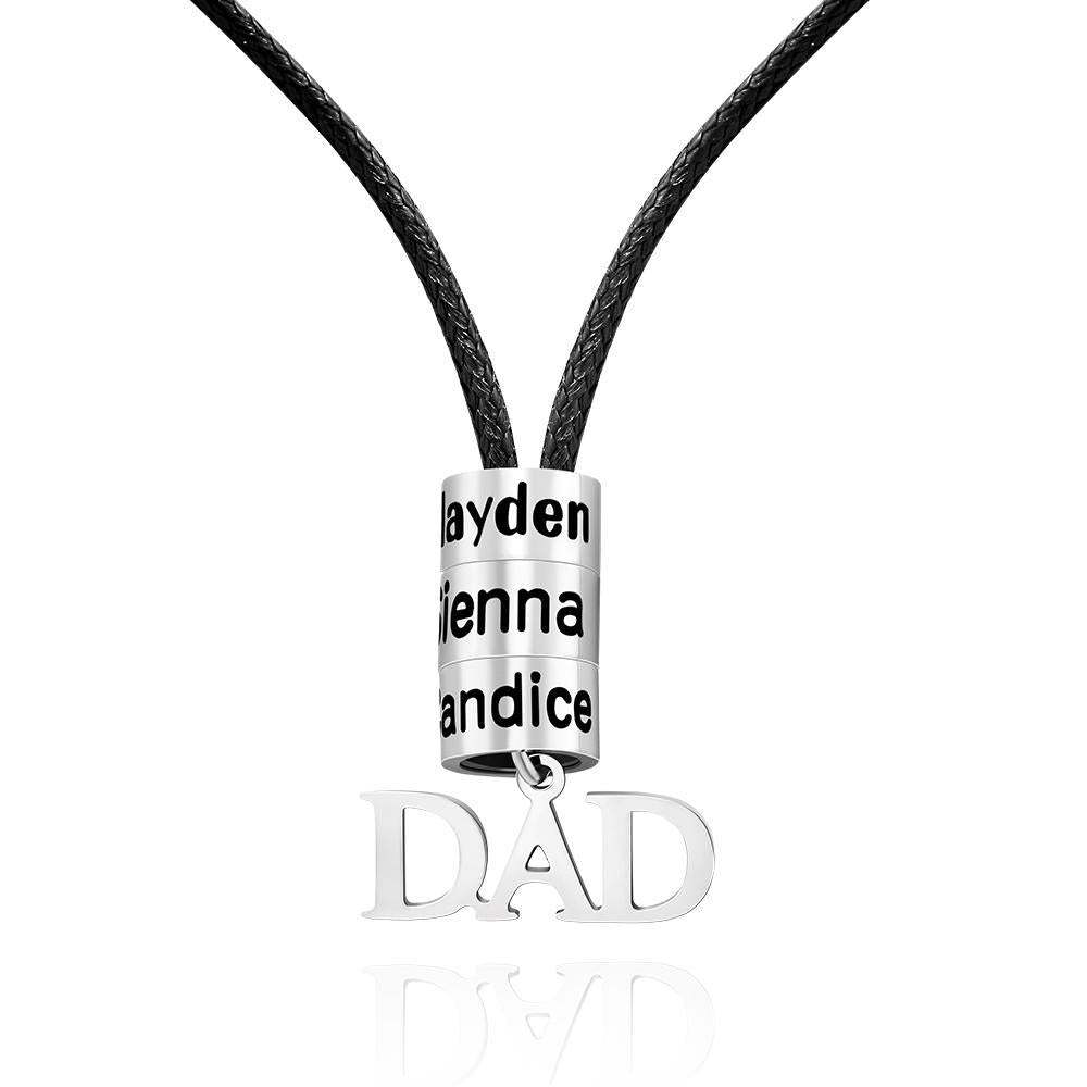 Custom Engraved Stainless Steel Bead Necklace Gifts for Dad