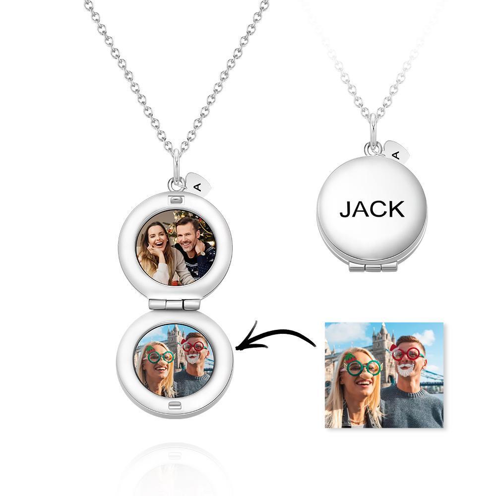 Custom Photo Engraved Necklace Earth Modeling Flip Photo Creative Gift