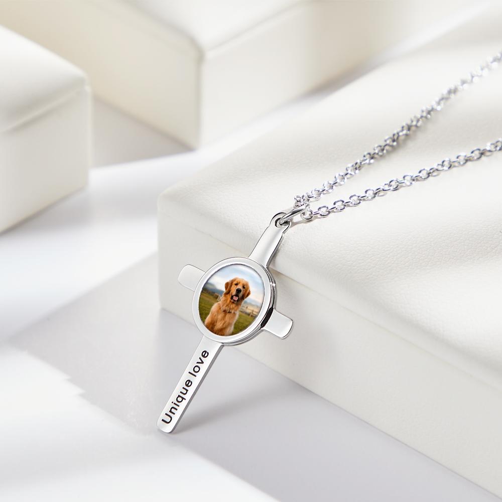 Custom Engraved Photo Necklace "Unique Love" Gifts for Pet - 