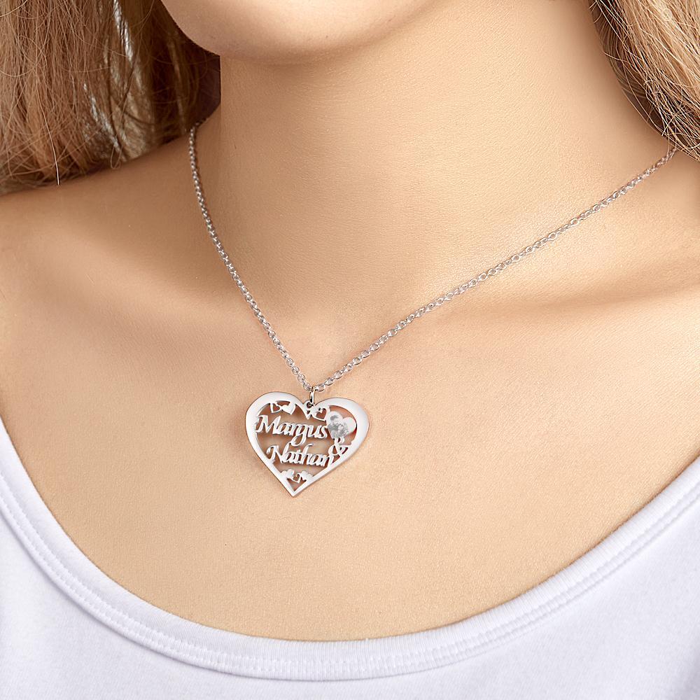 Custom Photo Engraved Necklace Heart-shaped Pendant Necklace Gift for Lover