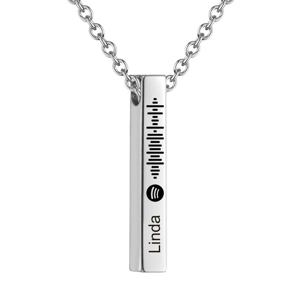 Personalized Custom Music Scan Song Spotify Code Necklace Flexible Square Shaped Bar Necklace Engraved Name Pendant Jewelry Gift - soufeelmy