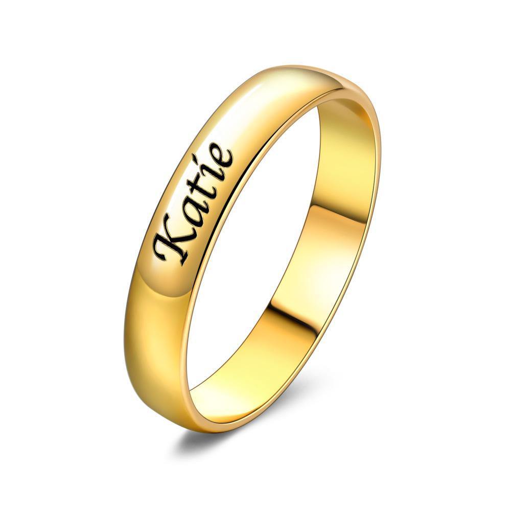Engraved Band Ring 14k Gold Plated -
