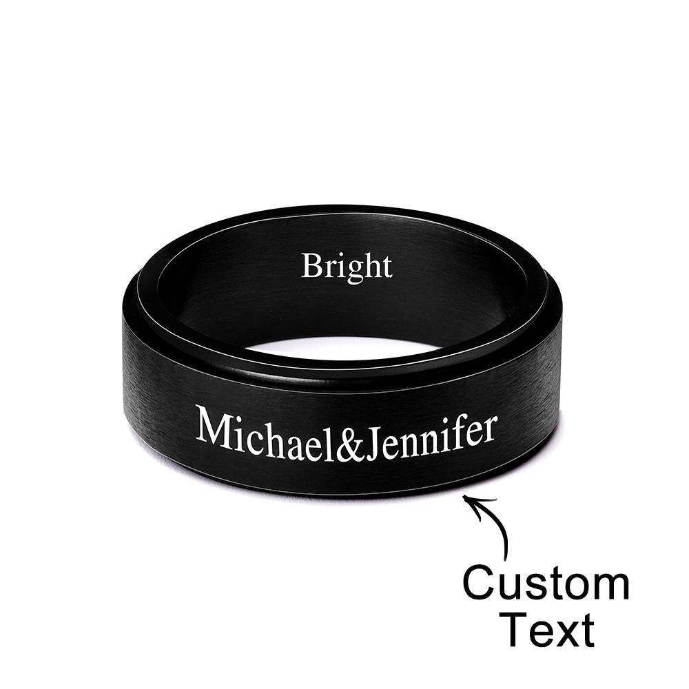 Personalized 8mm Stainless Steel All Black Spinner Ring - soufeelmy
