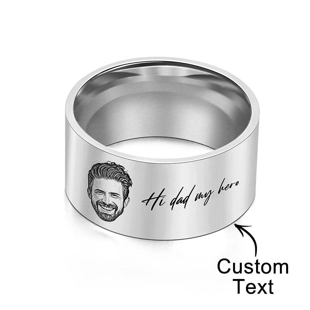 Custom Men's Ring Personalized Photo Ring With Engraved Words Perfect Gift For Daddy On Father's Day - soufeelmy