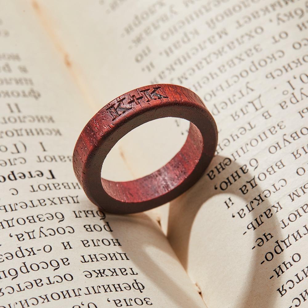 Custom Wood Ring Personalized Ring Engraved Wedding Ring Wooden Ring Mens Jewelry - soufeelmy