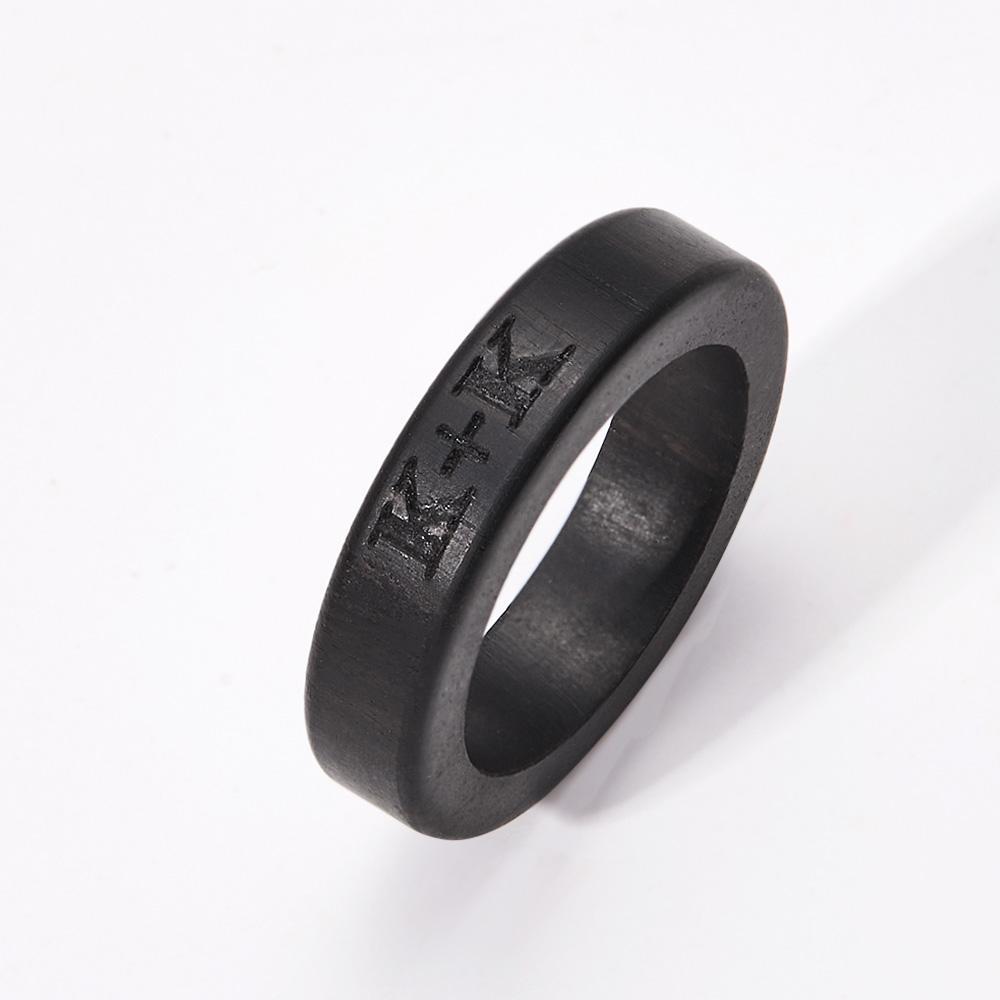 Custom Wood Ring Personalized Ring Engraved Wedding Ring Wooden Ring Mens Jewelry - soufeelmy