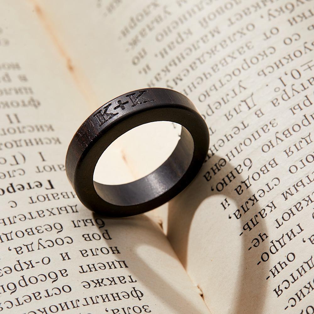 Custom Wood Ring Personalized Ring Engraved Wedding Ring Wooden Ring Mens Jewelry - soufeelmy