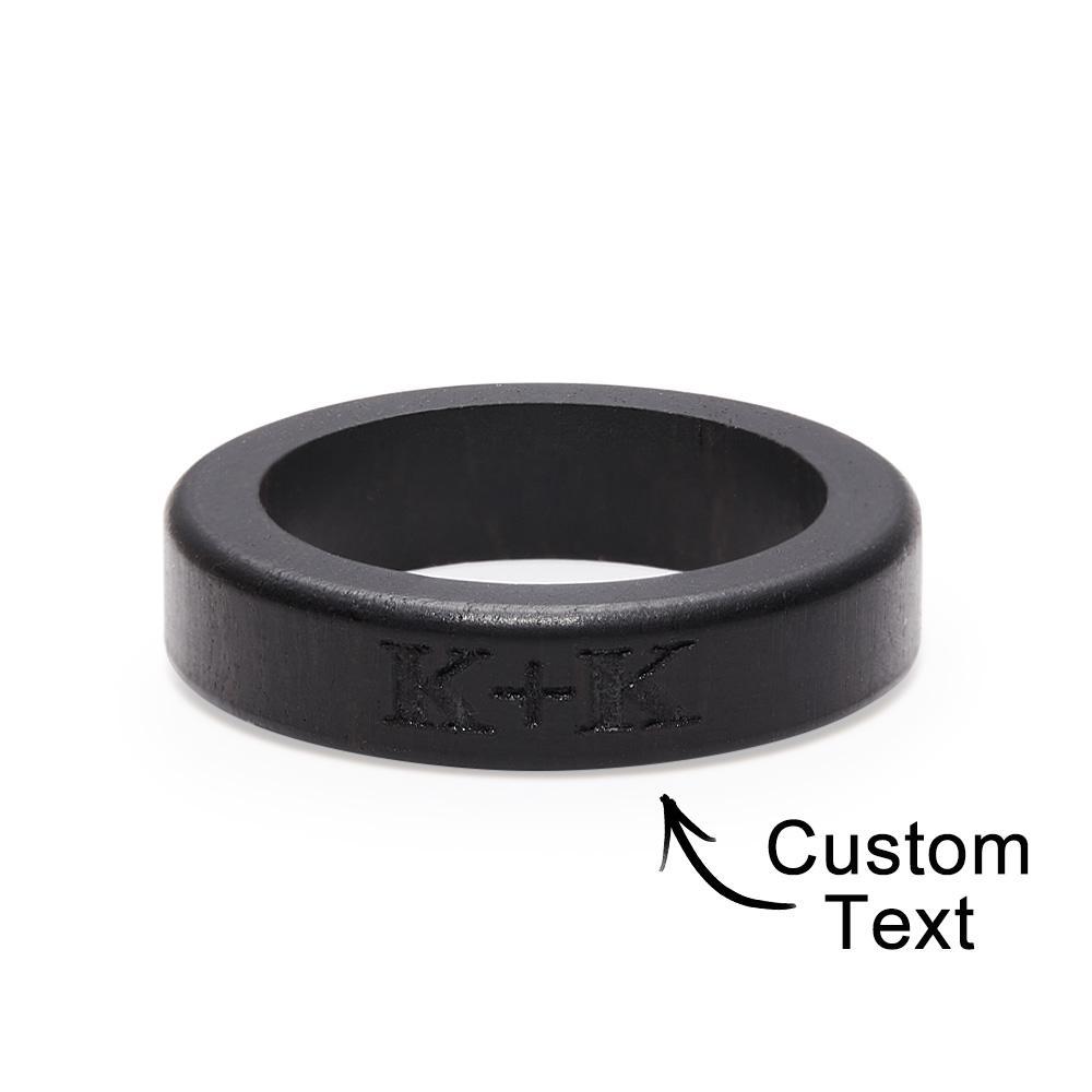 Custom Wood Ring Personalized Ring Engraved Wedding Ring Wooden Ring Mens Jewelry - soufeelmy